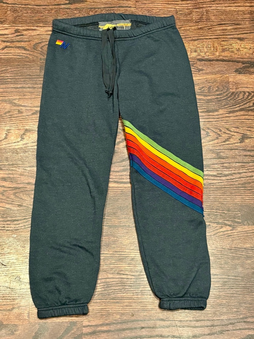 NEW Aviator Nation Rainbow Chevron Sweatpants S Rare 7-stripe